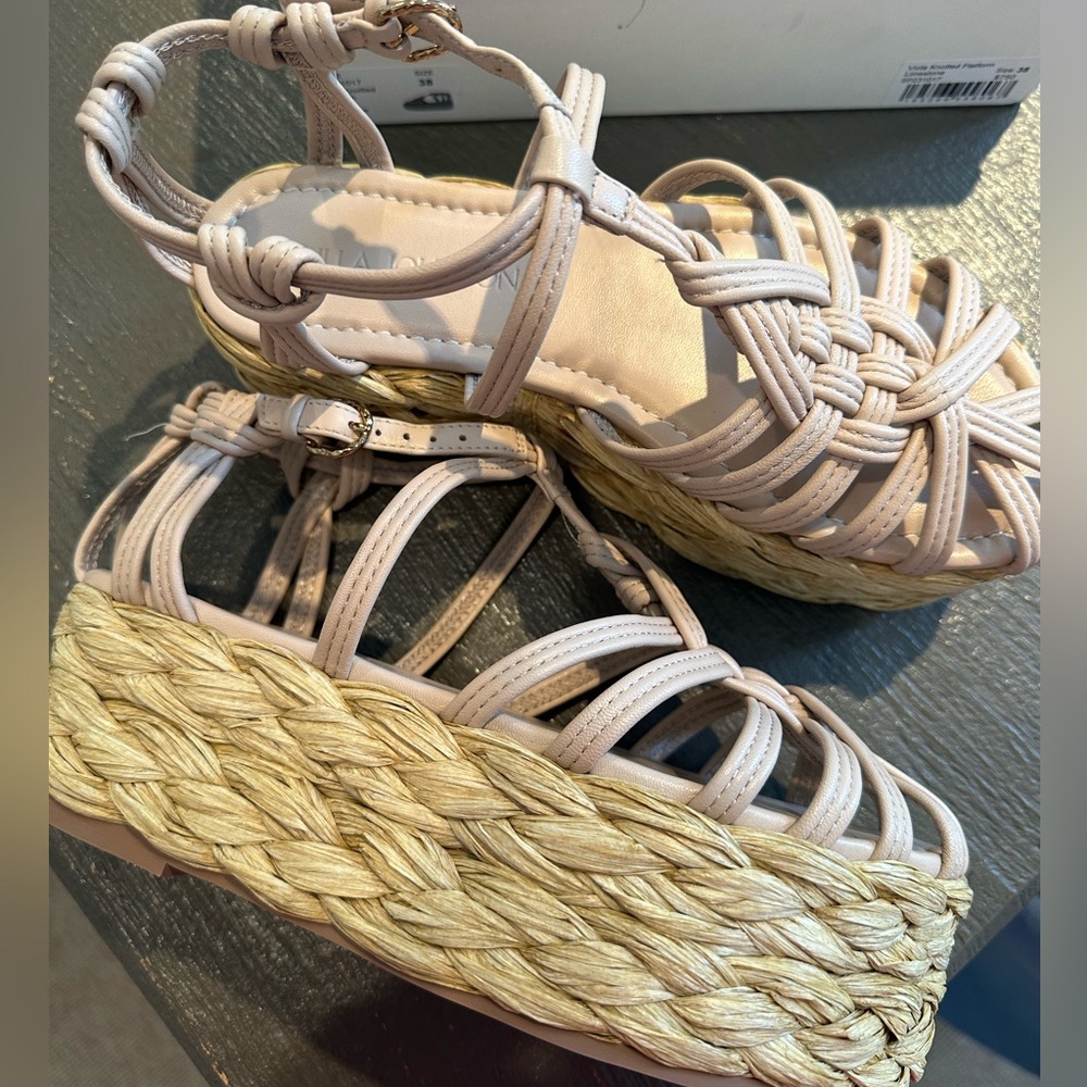 Ulla Johnson, Viola Knotted Flatform Sandals, color Limestone,size 38